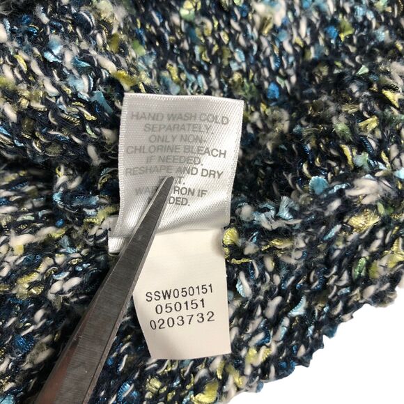 J Jill Sweater Womens Medium Blue Green V Neck Boucle Knit Pullover Sweatshirt - Picture 8 of 15